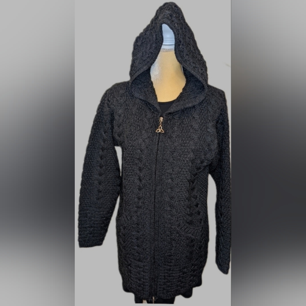 Women's Dark Green Hooded 100% Merino Wool Sweater